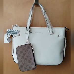 Alexis Bendel cream handbag and pouch